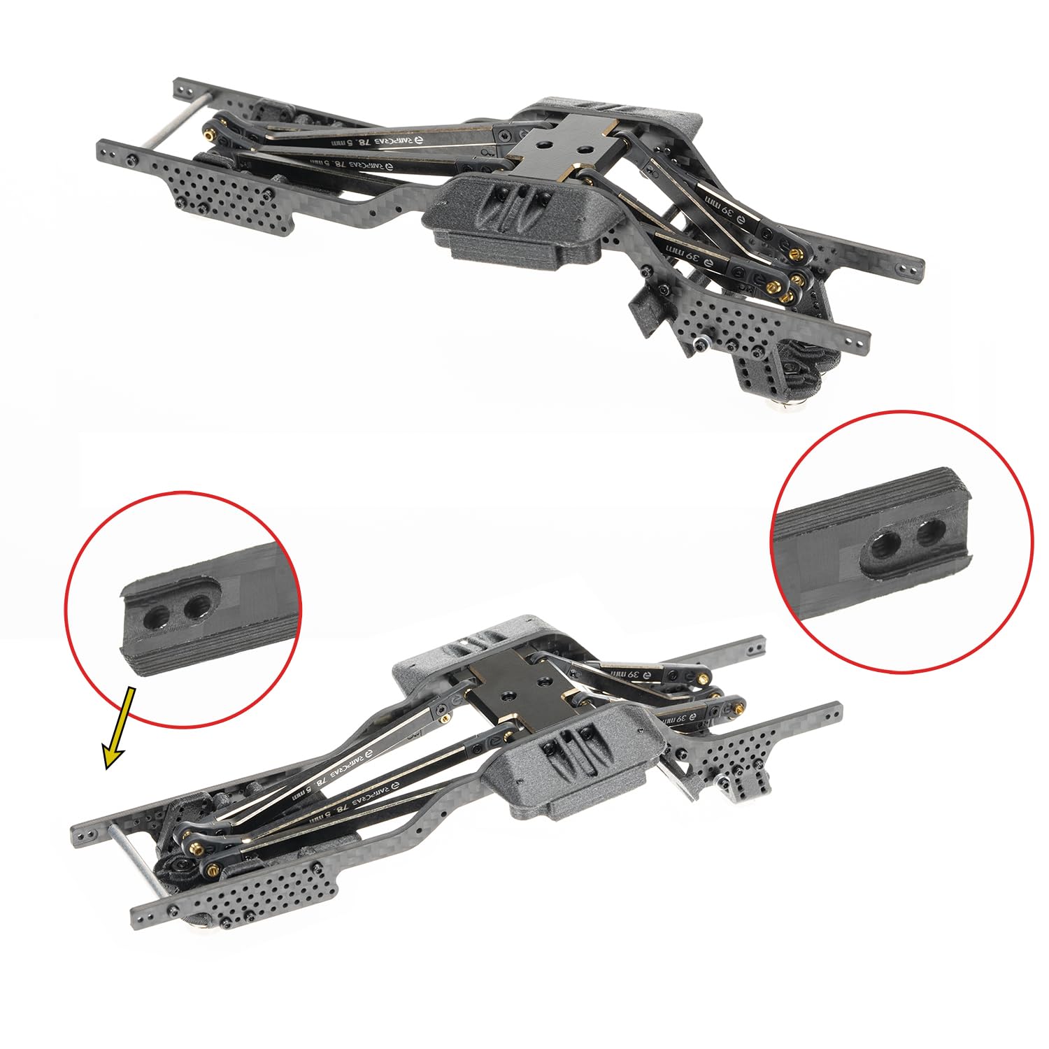 RampCrab Carbon Fiber Chassis Kit for SCX24, 7° Angled Skid, LCG